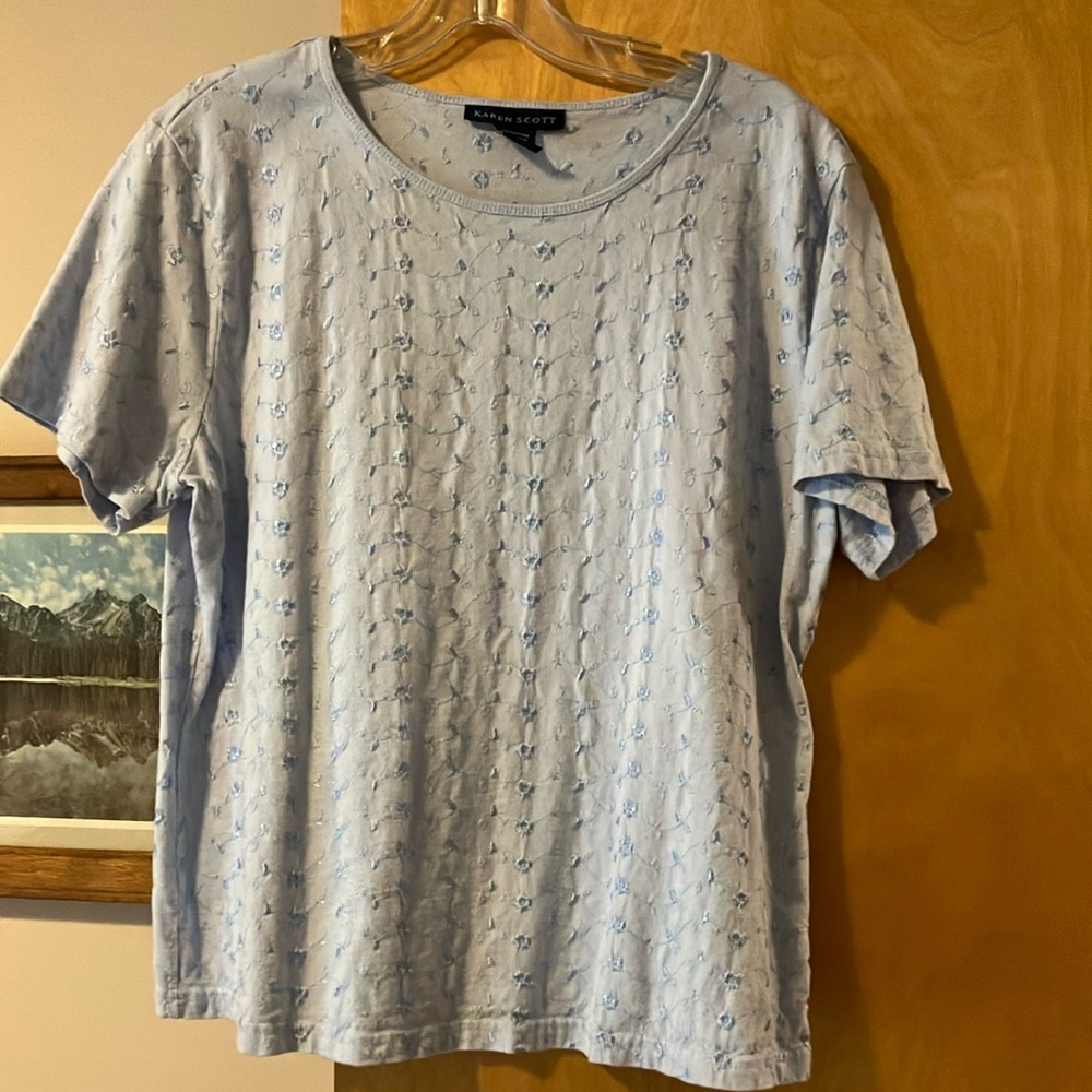 Karen Scott Light Blue Shirt-  Size L